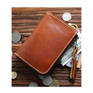 dompet perempuan dompet perempuan kecil Handmade Retro First Layer Cowhide Vertical Men's Wallet