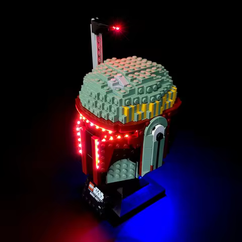 BRIXSPARK DIY LED Lights Kit Compatible with Lego 75277 Boba Fett Helmet MOC Building Blocks, Model 