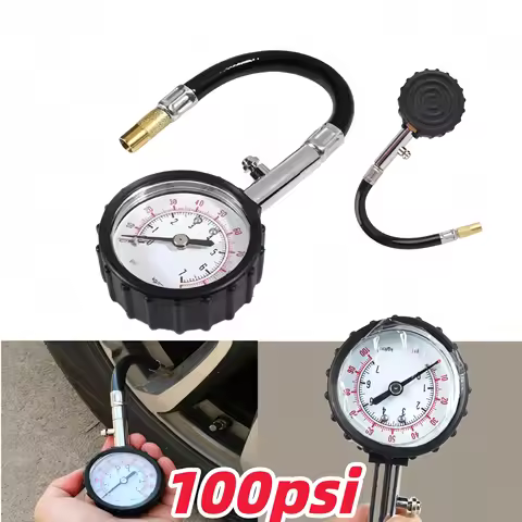 Car Tyre Pressure Tester 100Psi High Precision Long Tube Gauge Universal Fit for Auto Motorcycle Tru