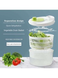 1入組家庭蔬菜&amp;水果脫水機,大容量沙拉,廚房工具,手動旋轉烘乾機適用於綠色蔬菜