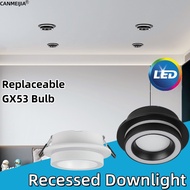 Recessed Downlight Aluminum Ceiling Light 3-Colors GX53 Replaceable Bulb 9W LED Spotlight 90mm Hole 