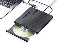 External CD/DVD Drive for Laptop,Vividrive USB 3.0 Type-C USB Portable Player for Laptop CD DVD +/-RW Disk Drive CD ROM Burner Writer CD/DVD Burner Reader Compatible with Desktop Windows Linux Apple