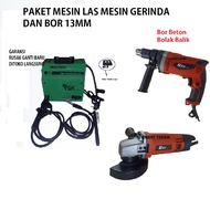 paket Hemat Trafo las Ryu 450watt Grenda Tangan  DAN MESIN BOR PAKET MESIN LAS RUMAHAN