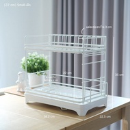 Omocha - Double layer dishes rack ที่พักจานสองชั้นสำหรับเก็บจาน ชั้นวางจานมีท่อระบายน้ำหมุนปรับได้