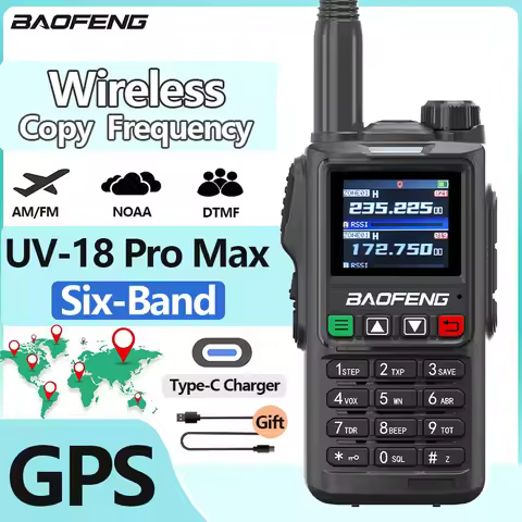 Baofeng UV18 Pro Max GPS AM FM Six-Band Walkie Talkie Wireless Copy Frequency 999CH Long Range Type-