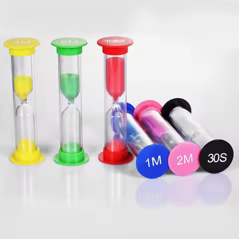 6Pcs 3-Minute Hourglass Colored Plastic Hourglass Ornament Child Tooth Brushing Creative Mini Timer 