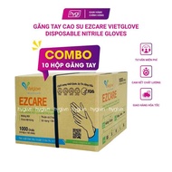 Combo 10 boxes Ezcare Vietglove Disposable Nitrile Gloves 4.0gr, Black