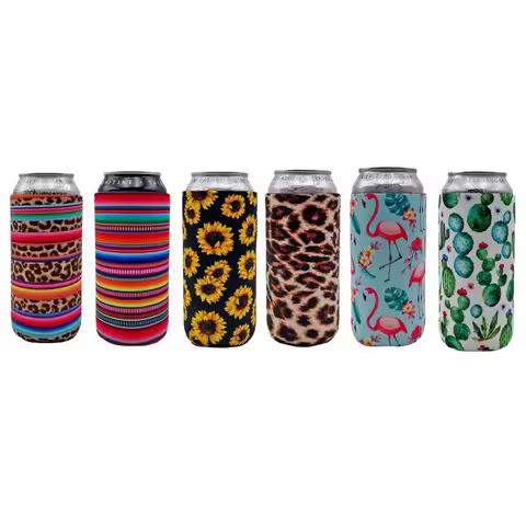 2Pcs Collapsible Neoprene Can Beer Cooler Sleeves Tall Energy/Beer Drink Coolies For 16oz Rockstar ,