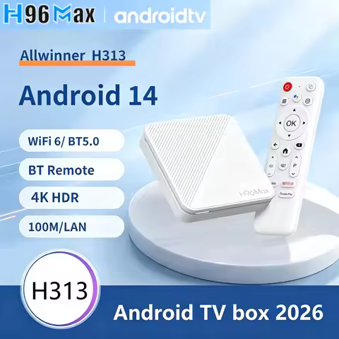 2026 New H96 MAX H313 Smart TV Box Android14 4K@60fps 100M LAN Dual WiFi6 BT5.0 Smart Voice Remote H