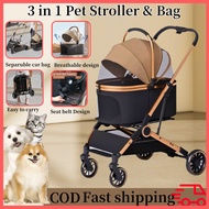 Pet stroller Detachable Stroller Teddy Cat and Dog Stroller Foldable  and Cat Stroller Travel Strap 