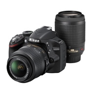 Nikon D3200 Digital SLR Camera with 200mm Double Zoom Kit (18-55mm/55-200mm Lenses), Black, D3200WZ2