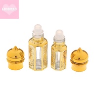 [guyumao] 3/6/15ml Roll On Bottle Glass Mini  Container Portable Blending Perfume Bottle Gold Empty 