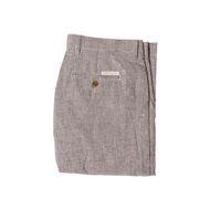 Hazard กางเกงขายาวลายสก๊อตไม่มีจีบ ผ้า Linen(ลินิน) สีกากี