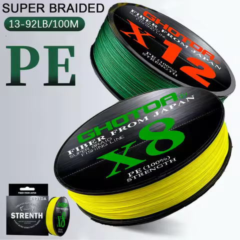GHOTDA 100M Braid PE Fishing Line 8 Strand 12 Strands 0.6#-6.0# Far Casting Distance Super Strong 13