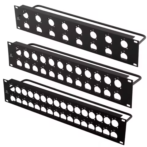 1U 2U Rack Patch Panel 8 12 16 24 Way Channel Flight Case Mount for XLR Connecctor Male Female Speak