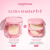 Glad2Glow 2 In 1 Ultra Makeup Set - Perfect Cover Cushion Foundation + Perfect Blurring Powder Found