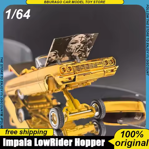 Fine Works 1:64 Impala West Coast Lowrider Hopping Car Diecast Model With Adjustable Chassis Toys Bo