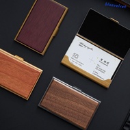 BLUEVELVET Business Card Holder Wooden Women Men Desktop Storage Stainless Steel Display Stander Car