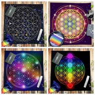 [Dream Catcher Of Light] Flower Of Life Tarot Card Dedicated Tablecloth Divination Altar Cloth Pendulum Crystal Checkered Plate Meditation Tapestry