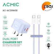 ACMIC PD20W CHARGER ADAPTER Dual Output Fast Charging, Adapter with Sirim, Adapter with Cable, Adapt