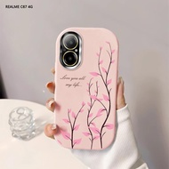 Softcase For Realme C67 C65 C55 C53 C51 C35 C21Y C25Y Pink Leaves Back Cover Case Soft Original Liqu