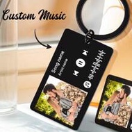 1pc Customized Music Code Photo Keychain, Personalized Stainless Steel Song Keychain, Album Keychain