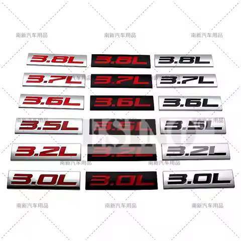 Car Styling 3D Metal Chrome Zinc Alloy Adhensive Emblem 3.0L 3.2L 3.5L 3.6L 3.7L 3.8L Body Trunk Fen