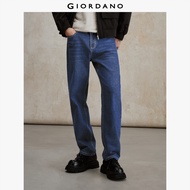 GIORDANO Men Jeans Fleece Lined Mid Rise Loose Denim Jeans Classic Five-Pocket Fashionable Casual De