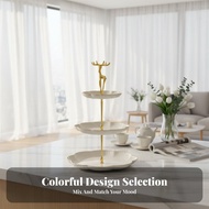 Light Luxury Design 3-Tier Fruit Plate Nordic Design 3 Level Food Stand Decorative for Living Room, 