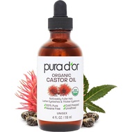 PURA D'OR Organic Castor Oil 118ml(Hexane-free) Glass Bottle