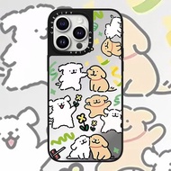 【Cute Maltese Dog sticker】CASETIFY PC Sliver Black Mirror Hard Phone Case For iPhone 15 15Plus 15pro 15promax 14 14pro 14promax 13 Soft Case For 12ProMax iPhone 11 7+ XR Case