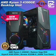 AMD Ryzen 3 4300GE w/ Vega RX 6 Graphics Gaming Desktop PC Computer 8GB RAM, 120GB SSD &amp; 500Gb HDD &amp; T5000/T3000 Gaming Case | Gilmore Mall