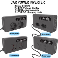 Hot Selling Car Inverter200W Power adapter12V Turn220V 110V Double USB+TYPE-C Double Socket