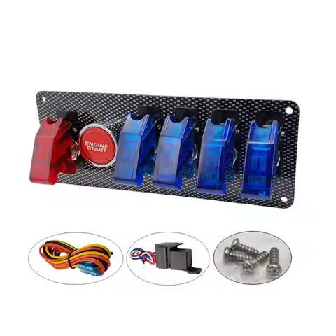 12V Car Ignition Switch Panel Auto LED Toggle Switch Engine Start Push Button LED ON-OFF Switch Pane