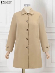 Long Coat wanita Korea style bahan Katun Polos Nyaman di pakai