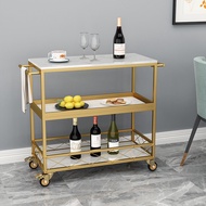 QM Iron Marble Dining Car Golden Home Kitchen Restaurant Trolley Rack Mobile Drinks Trolley Sideboard Cabinet DNZI