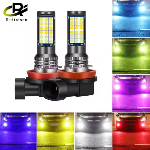 H4 H7 H11 LED Fog Light Tricolor Bulbs H1 H3 9005 HB3 9006 HB4 880 H27 H8 H9 35W Car Lamp White Ice 