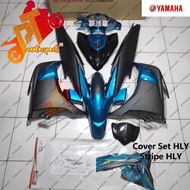 Yamaha LC 135 Cover Set V7 Original HLY CM6 CYAN + Stripe HLY Original Cyan Matt Black CM6 100% HLY