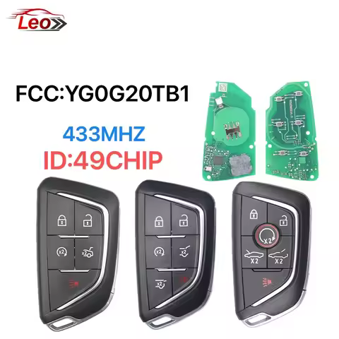 Leo World Smart remote key For Cadillac CT4 CT5 Escalade Chevrolet Corvette C8 FCC:YG0G20TB1 433MHZ 