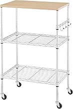 BolDuck Kitchen Storage Microwave Rack Cart on Caster Wheels with Adjustable Shelves, 300 Pound Capa