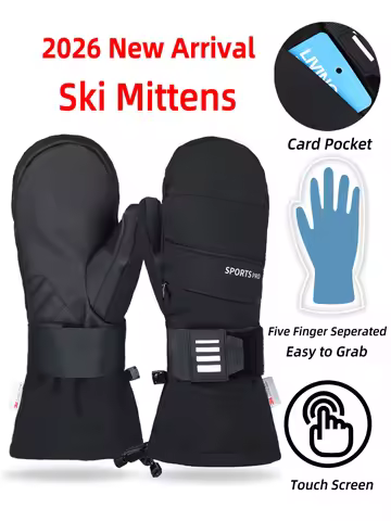 2026 New Arrival Women Ski Mittens 3M Thinsulate Women Ski Gloves Winter Warm Touch Screen Men Women