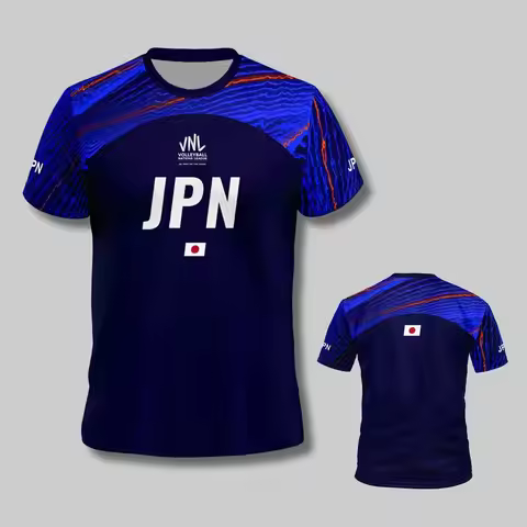 2025 New Japanese vnl blue volleyball shirt, men's and women's sports T-shirt, comfortable and breat