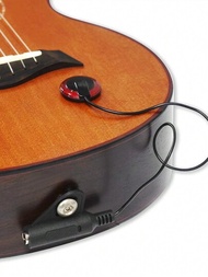 1支木質吉他壓電接觸式麥克風拾音器,適用於烏克麗麗、小提琴、曼陀鈴、班卓琴、卡林巴、豎琴,可替換零件