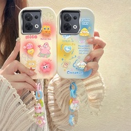 Phone Case For Oppo Reno8 Luxury Cute 3D Cartoon Puppy Patrick Bobs Cinna Bear With Bracelet Soft Si