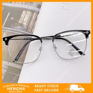 (HENGHA) Business Half Frame Fashion Retro Eyeglasses Square Eyebrow Frame Eyeglasses for Men