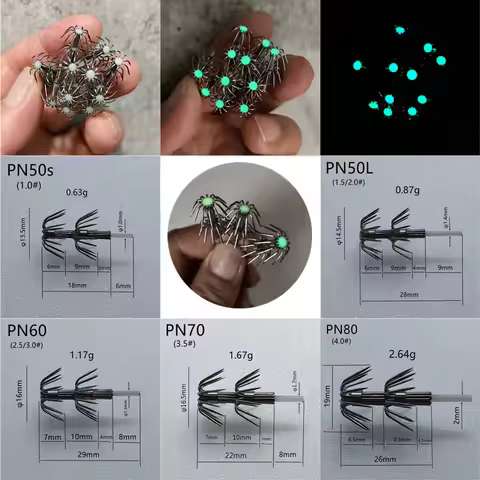 20pcs Double squid hooks Eging cuttlefish lure accessories Umbrella crown fishhooks Stainless steel 