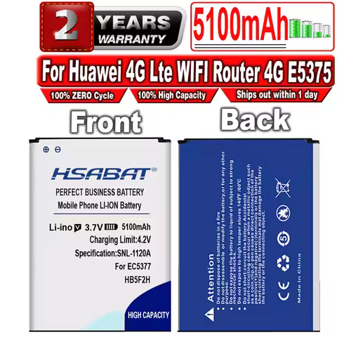 HSABAT New 5100mAh HB5F2H Battery HB554666RAW for Huawei 4G Lte WIFI Router 4G E5375 EC5377 E5373 E5