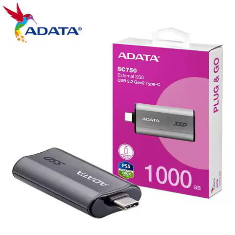 ADATA SC750 External SSD USB 3.2 500GB 1000GB Gen2 1050MB/s Portable Solid State Drive Built-in Retr