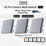 AQARA Smart Wall Switch H1 Pro Black - Grey (1/2/3 Gang), Support Apple HomeKit, Alexa, (Smart Light
