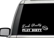 Look Pretty Play Dirty Lips Romantic Relationship Quote Window Laptop Vinyl Decal Decor Mirror Wall Bathroom Bumper Stickers for Car 6 Inch